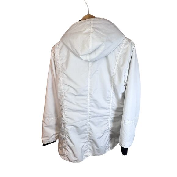 Vintage Y2K Women’s White Full-Zip Hooded Winter Jacket Knit Cuffs Collar Size L - Picture 7 of 11